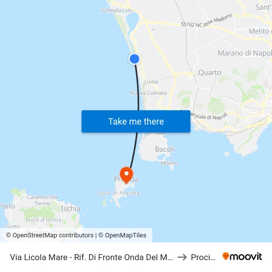 Via Licola Mare - Opposite Onda Del Mare to Procida map