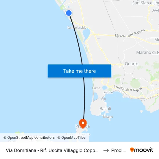 Via Domitiana - Villaggio Coppola Exit to Procida map