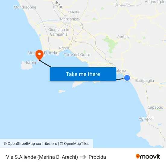 Via S.Allende (Marina D'Arechi) to Procida map