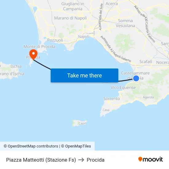 Matteotti Square (Railway Station) to Procida map