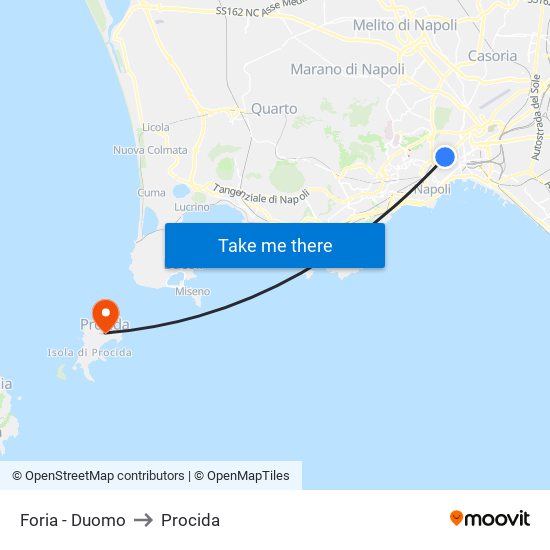 Foria - Duomo to Procida map