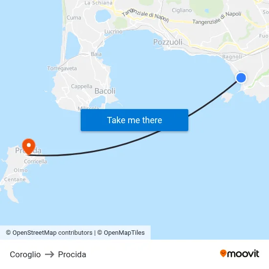 Coroglio to Procida map