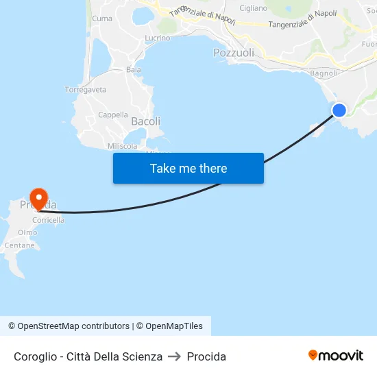 Coroglio - Science City to Procida map