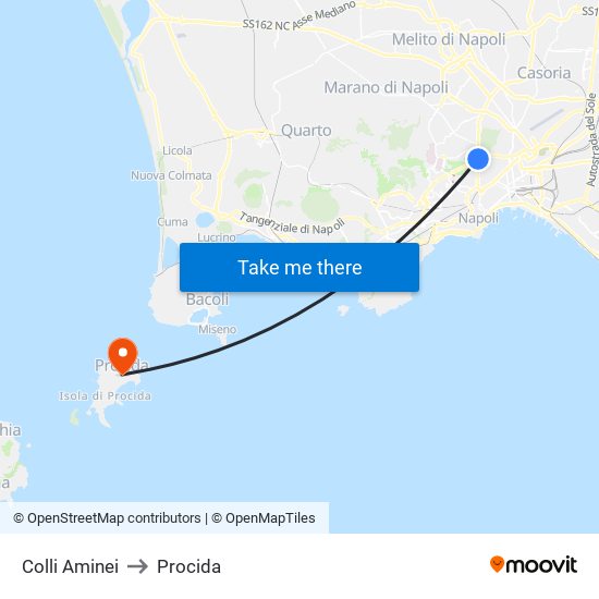 Colli Aminei to Procida map