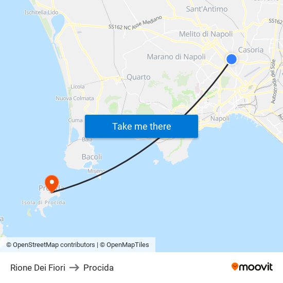Rione Dei Fiori to Procida map