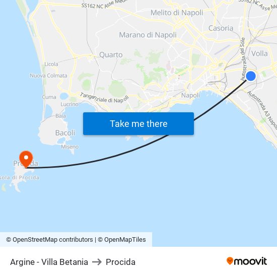 Argine - Villa Betania to Procida map