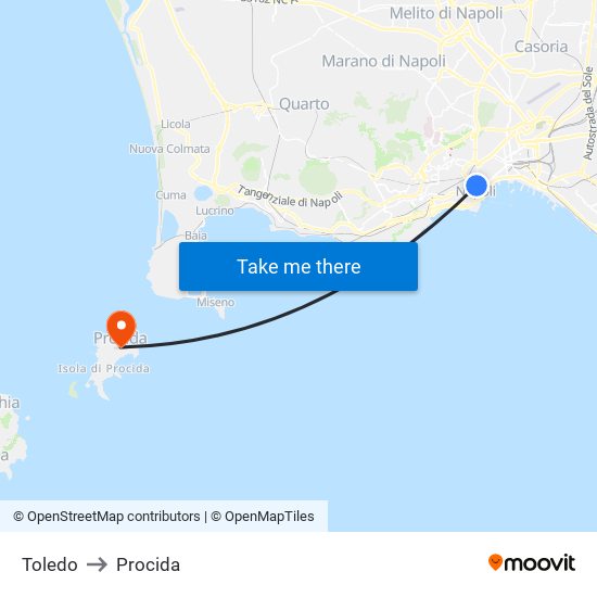 Toledo to Procida map