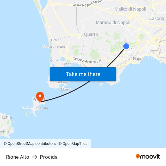 Rione Alto to Procida map
