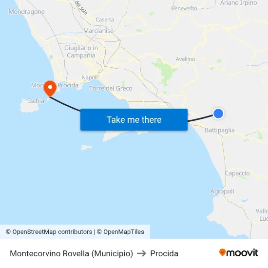 Montecorvino Rovella (Municipio) to Procida map