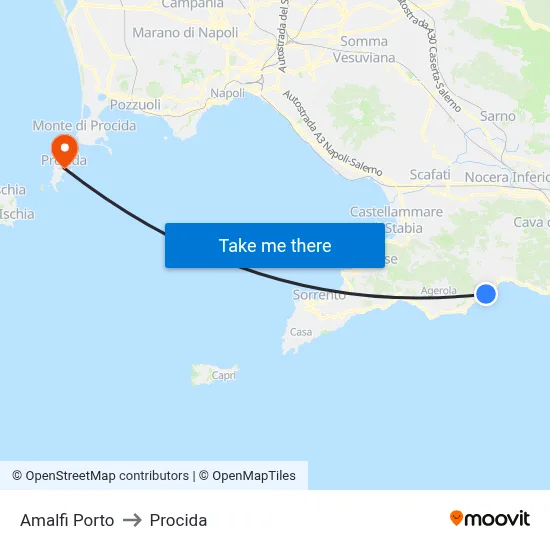 Amalfi Port to Procida map