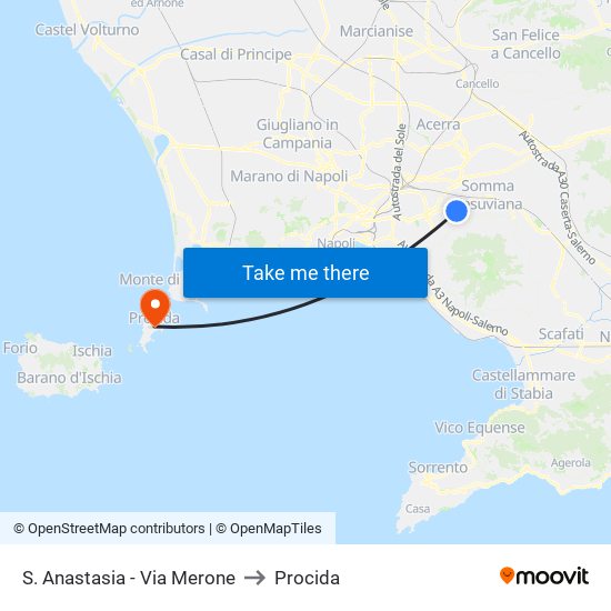 S. Anastasia - Via Merone to Procida map