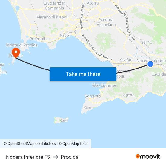 Nocera Inferiore FS to Procida map