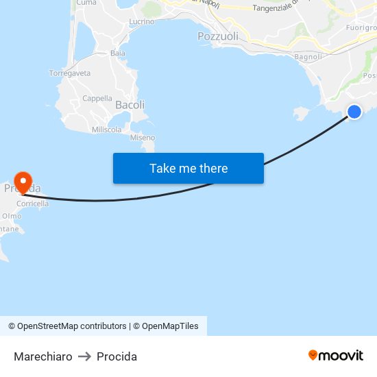 Marechiaro to Procida map