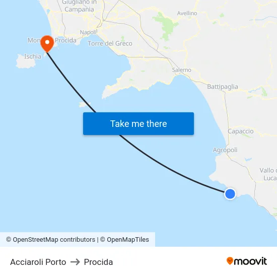 Acciaroli Porto to Procida map