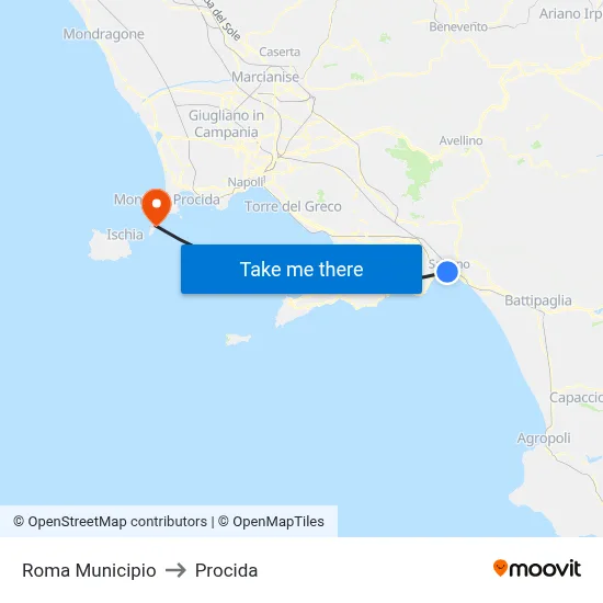 Rome Municipality to Procida map