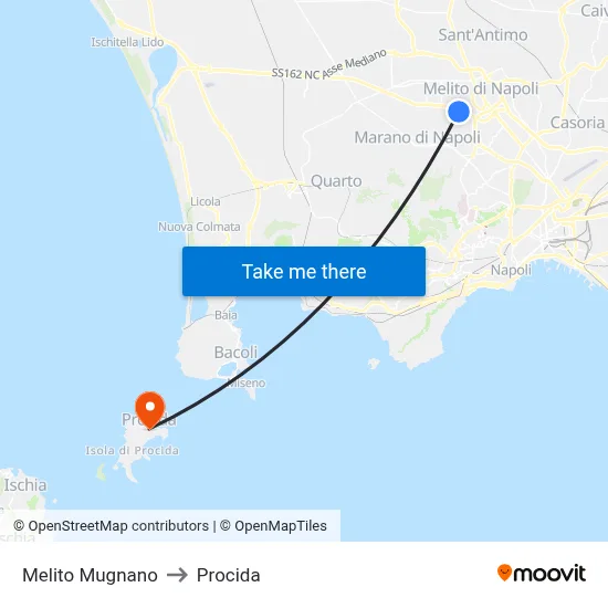 Melito Mugnano to Procida map