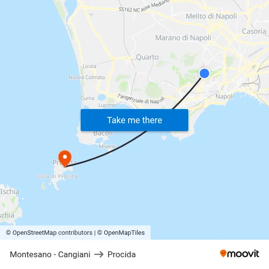 Montesano - Cangiani to Procida map