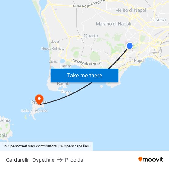 Cardarelli - Ospedale to Procida map