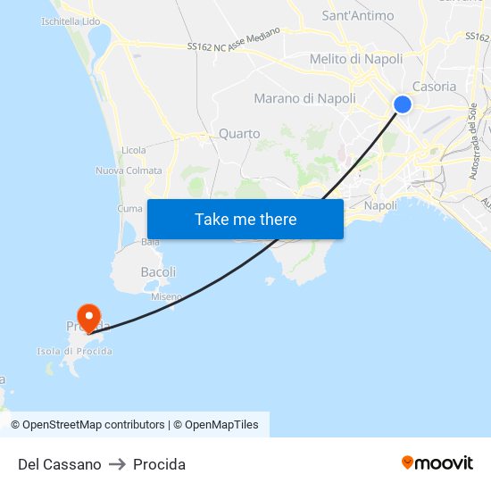 Del Cassano to Procida map