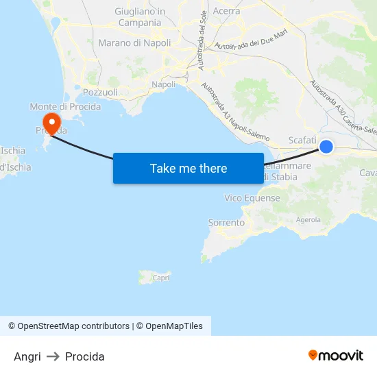 Angri to Procida map