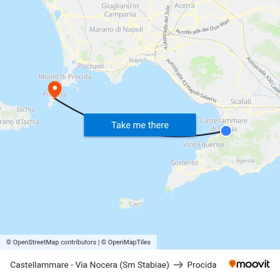 Castellammare - Via Nocera (Sm Stabiae) to Procida map