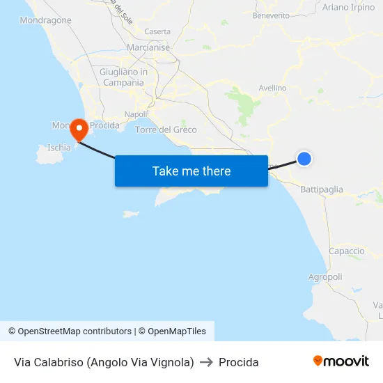 Via Calabriso (Corner of Via Vignola) to Procida map