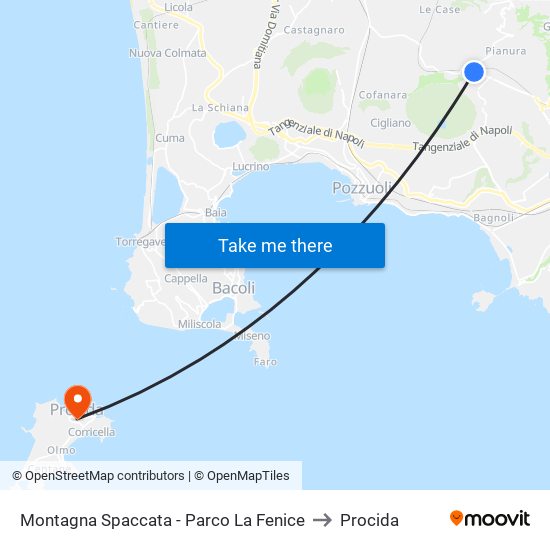 Montagna Spaccata - Parco La Fenice to Procida map