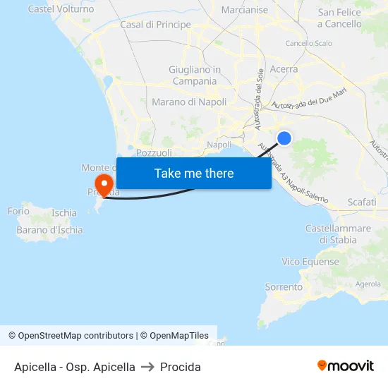 Apicella - Apicella Hospital to Procida map