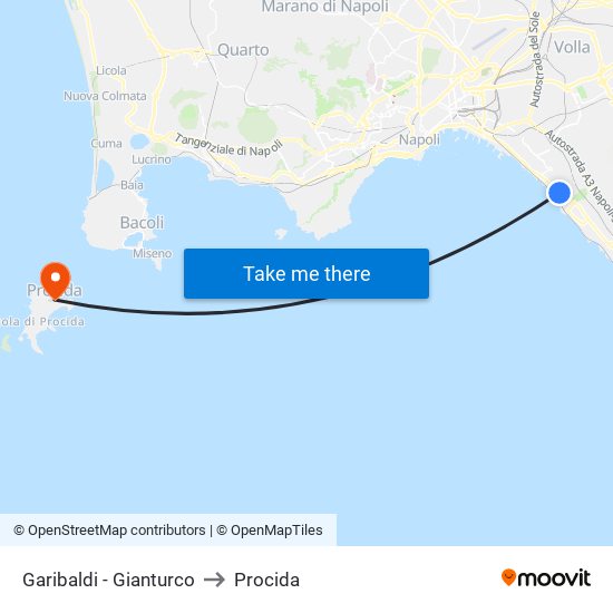 Garibaldi - Gianturco to Procida map