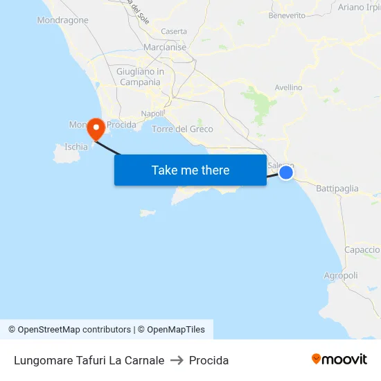Tafuri La Carnale Seafront to Procida map