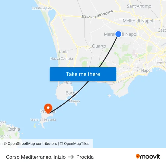 Mediterranean Course (Start) to Procida map