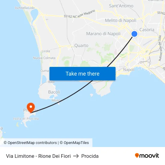 Via Limitone - Rione Dei Fiori to Procida map