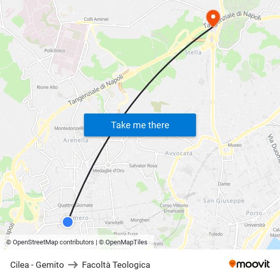 Cilea - Gemito to Facoltà Teologica map