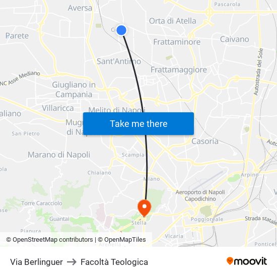 Via Berlinguer to Facoltà Teologica map