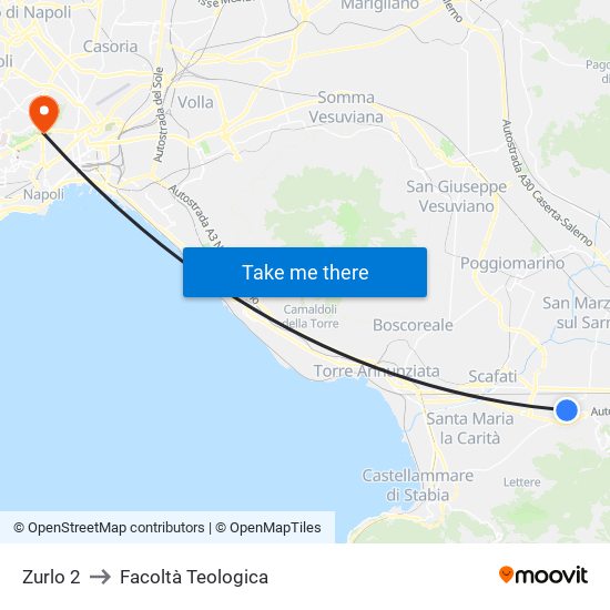 Zurlo 2 to Facoltà Teologica map