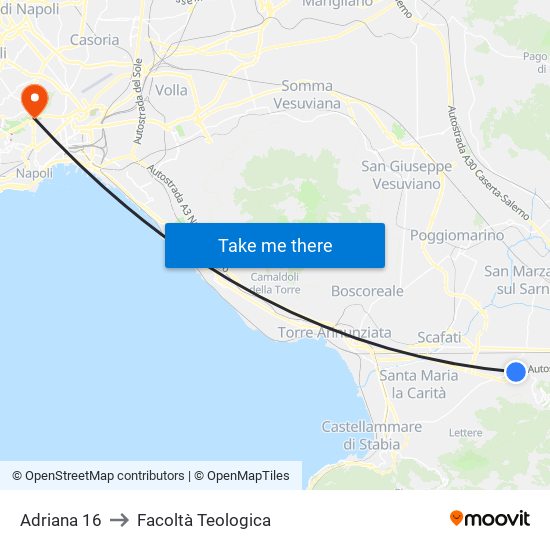 Adriana 16 to Facoltà Teologica map