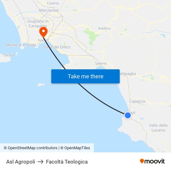 Asl Agropoli to Facoltà Teologica map