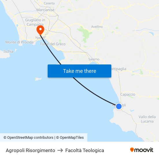 Agropoli Risorgimento to Facoltà Teologica map