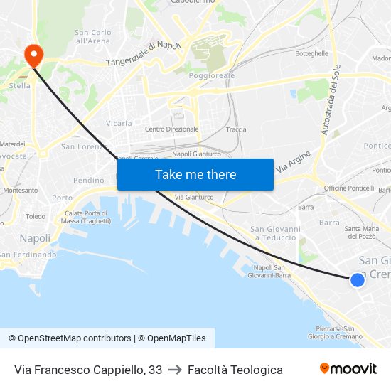 Via Francesco Cappiello, 33 to Facoltà Teologica map