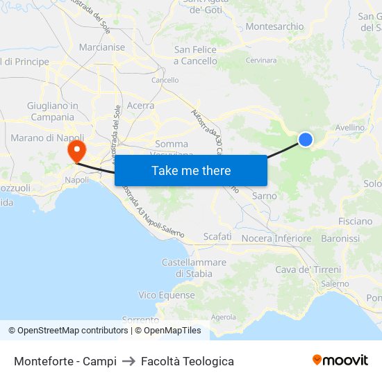 Monteforte - Campi to Facoltà Teologica map