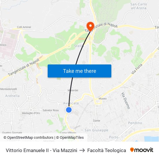 Vittorio Emanuele II - Via Mazzini to Facoltà Teologica map