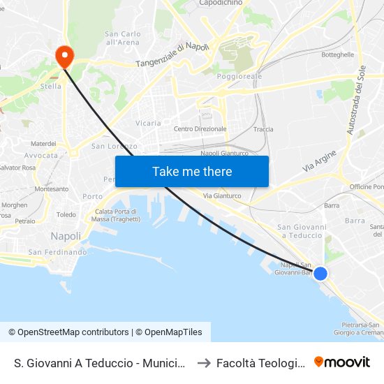 S. Giovanni A Teduccio - Municipio to Facoltà Teologica map