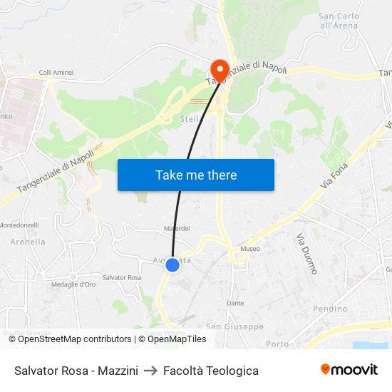 Salvator Rosa - Mazzini to Facoltà Teologica map