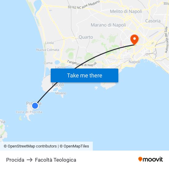 Procida to Facoltà Teologica map