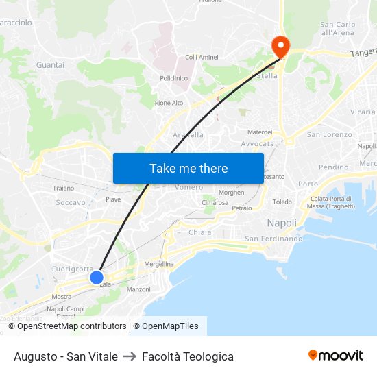 Augusto - San Vitale to Facoltà Teologica map