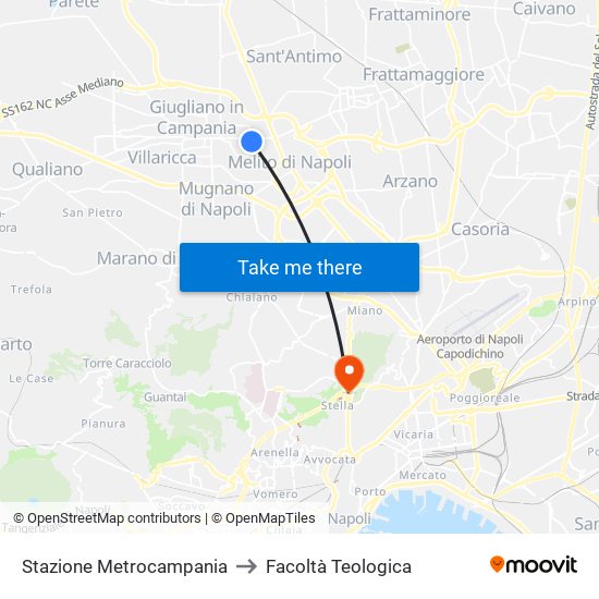 Stazione Metrocampania to Facoltà Teologica map