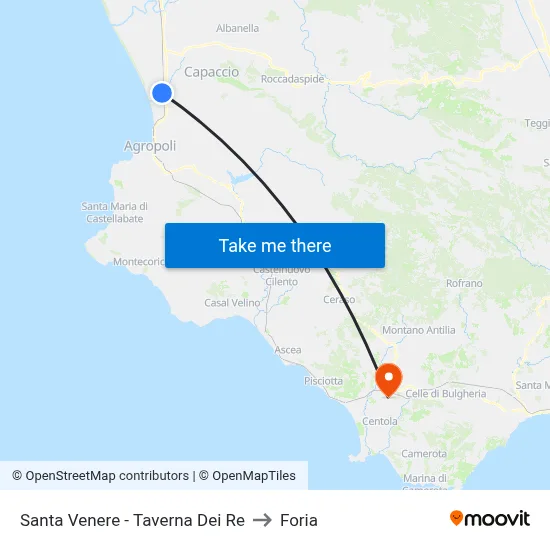Santa Venere - Kings Tavern to Foria map