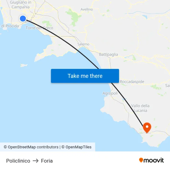 Polyclinic to Foria map