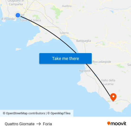 Quattro Giornate to Foria map