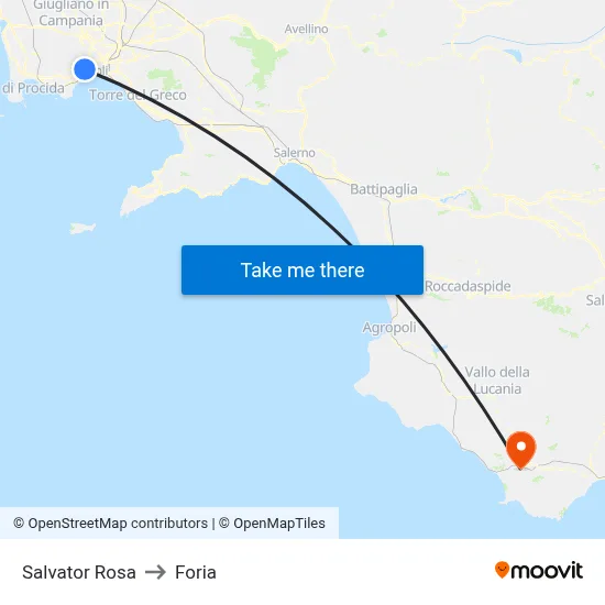 Salvator Rosa to Foria map